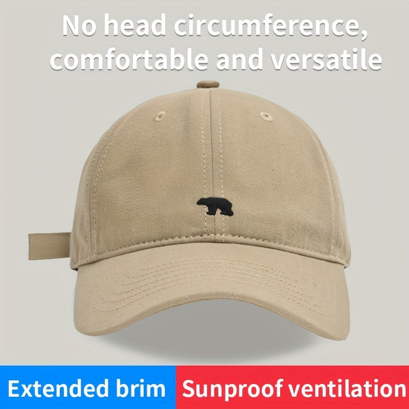 Unisex Sunshade Adjustable Baseball Cap With Bear Embroidery
