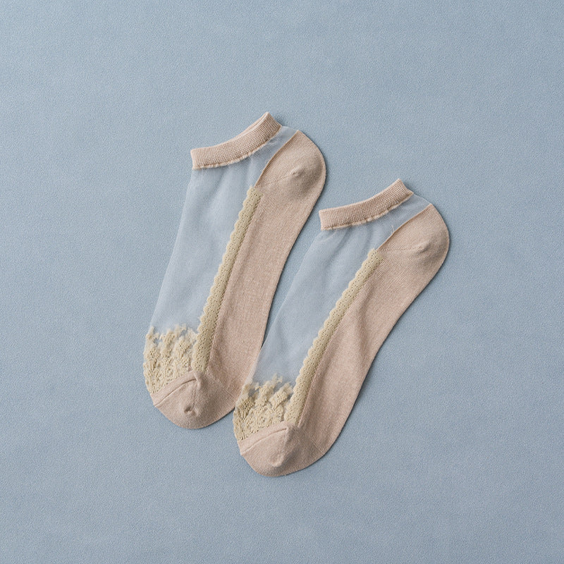 Crystal Glass Socks Lightweight Ankle Socks Women's Stockings