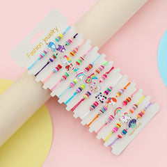 12pcs Girls Adjustable Animal Rainbow Heart Bracelets Kids Accessories