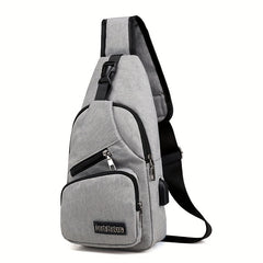 Men's Canvas Chest Bag USB Charging Outdoor Sports Travel
