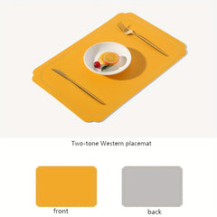 Nordic Rectangular Golden Edge Leather Table Mat Waterproof Placemat