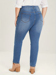 High Rise Skinny Jeans, Button Fly, High Stretch