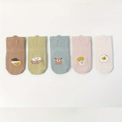 5pairs Toddler Cartoon Non Slip Socks for All Seasons
