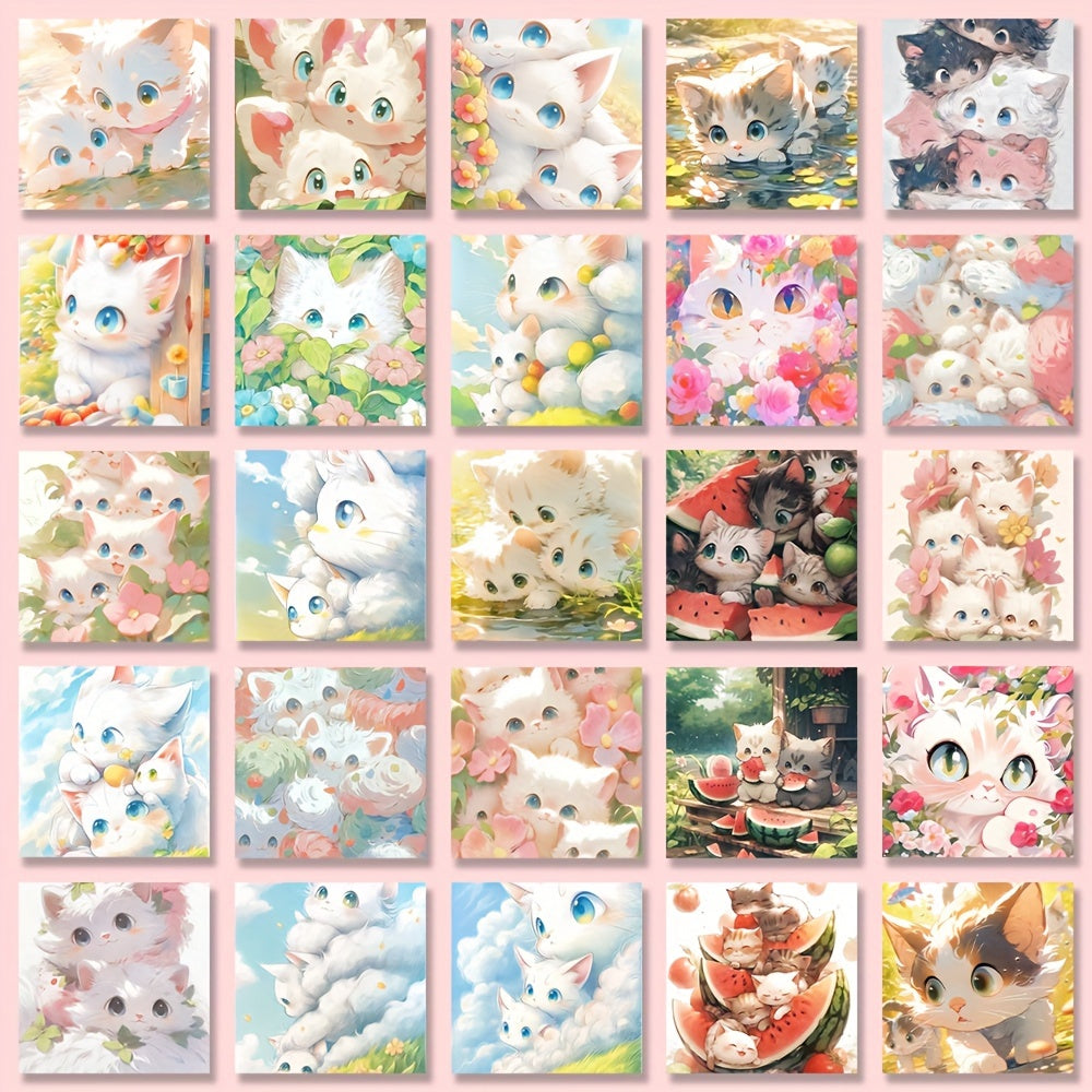 48pcs Cats Pvc Animal Stickers Water Bottle Laptop Phone Bike Car Stationery