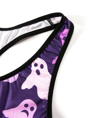 Halloween Sports Bra Ghost Print Stretch Bralette