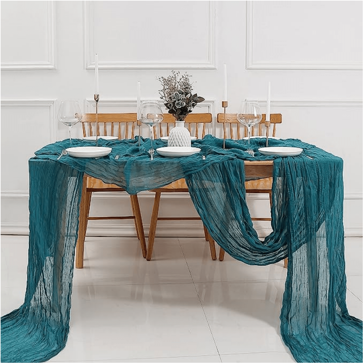 Polyester Table Runner Pleated Gauze Wedding Party Decoration