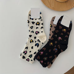 3 Pairs Colorful Leopard Socks Women's Stockings & Hosiery