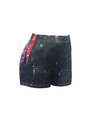 Graphic & Letter Print Skinny Shorts Sexy Elastic Waist Shorts