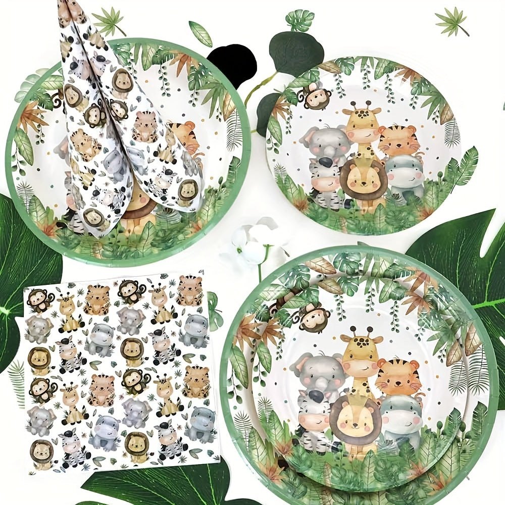 Jungle Safari Shower Plates Napkins For Wild One Birthday Party Supplies
