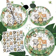 Jungle Safari Shower Plates Napkins For Wild One Birthday Party Supplies