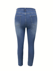 Leopard Patched Ripped Denim Pants