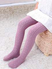 Girls Cable Knit Pattern Leggings Cotton Thermal Stockings