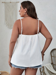 Romantic Cami Top Plus Size Solid Lace V Neck