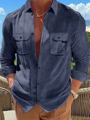 Men's Casual Long Sleeve Shirt With Chest Pocket