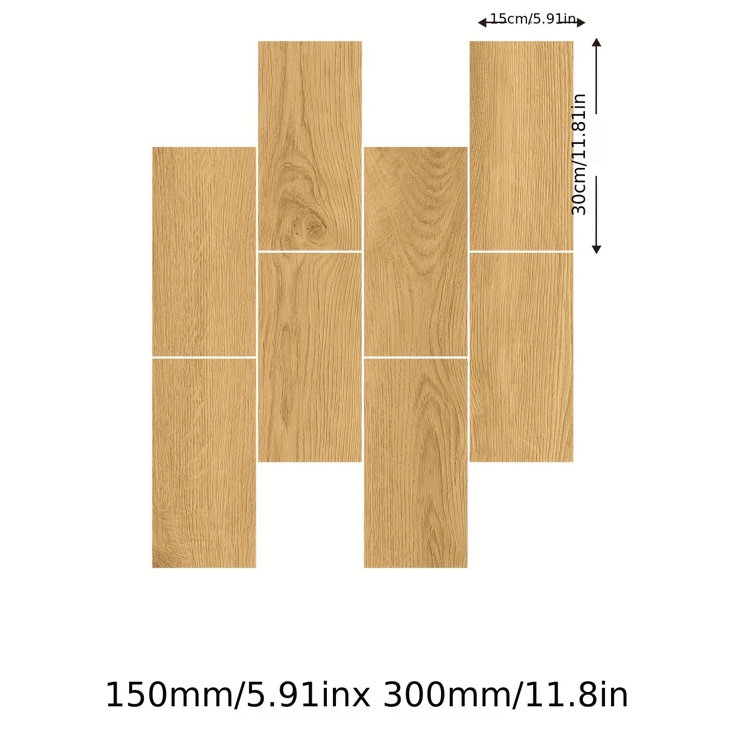 8pcs Wood PVC Floor Tile Peel And Stick Classic Wood Grain Self Adhesive