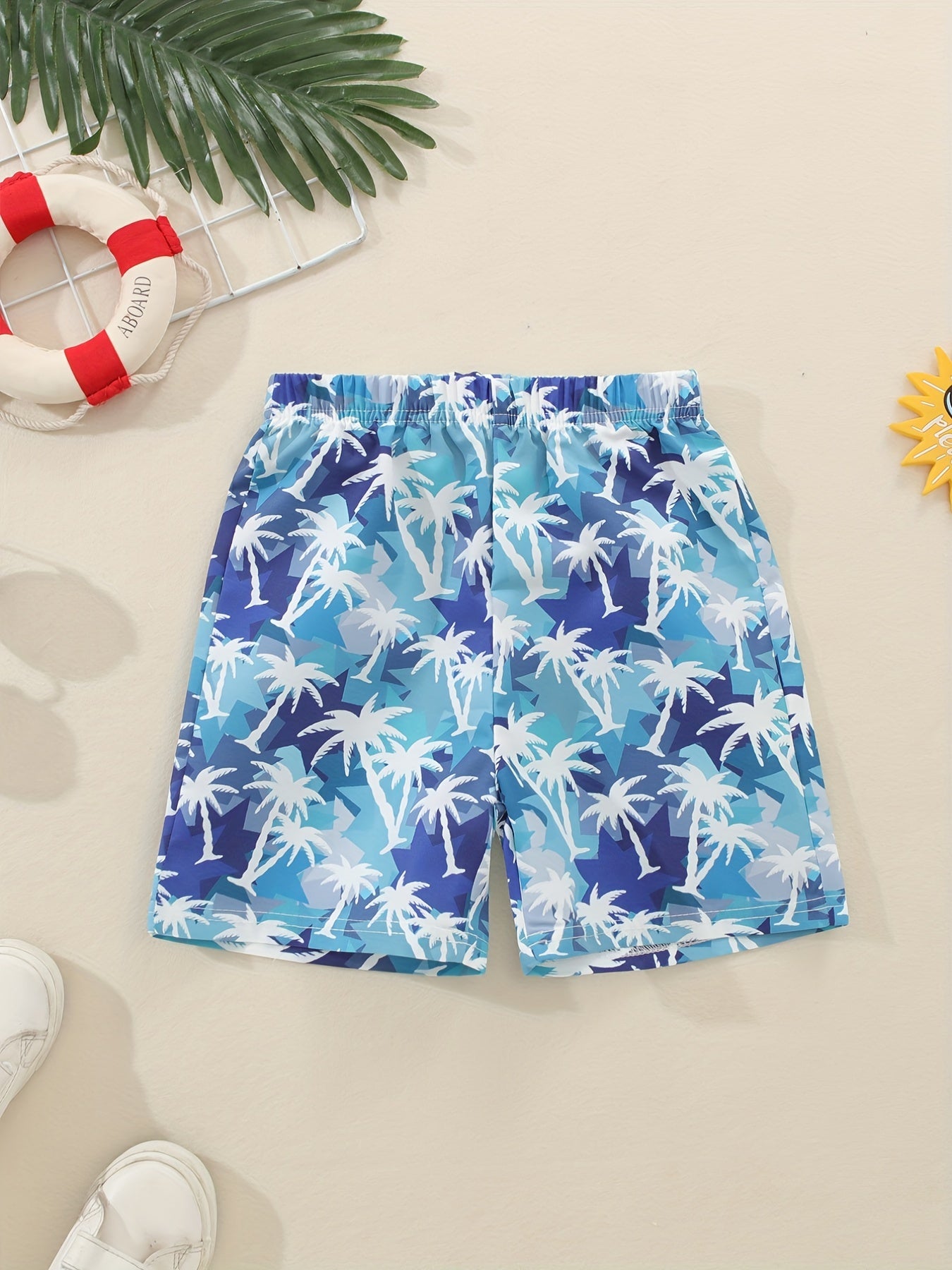 Boys Trees Print Casual Shorts for Vacation Beach Kids Summer Clothes
