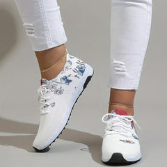 Women's Floral Pattern Sneakers Lightweight Lace Up Shoes