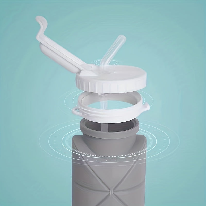 600ml Collapsible Silicone Water Bottle with Straw for Outdoor Activities