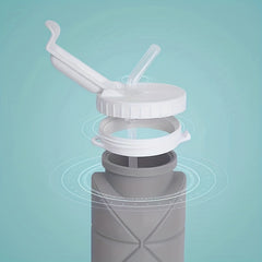 600ml Collapsible Silicone Water Bottle with Straw for Outdoor Activities