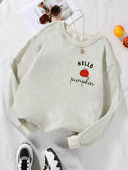 Pumpkin Print Sweatshirt Casual Long Sleeve Crew Neck Sweatshirt