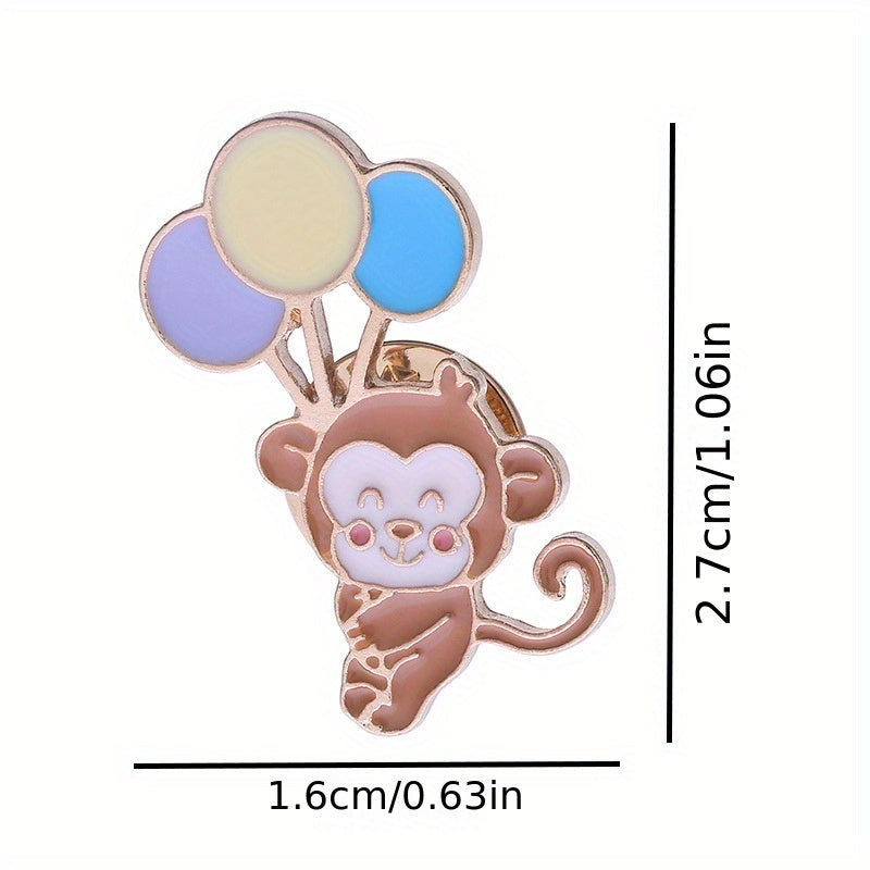 Animal Brooch Set for Girls Elephant Monkey Giraffe Balloon Pins
