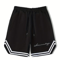 Men's Streetwear Shorts Letter Print Drawstring Stretchy Short Pants