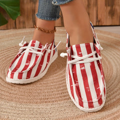 Women's Star & Stripe Canvas Shoes Lightweight Lace Up Casual Flat Shoes
