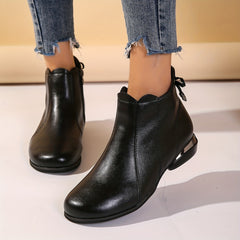 Women's Side Zipper Bowknot Ankle Boots