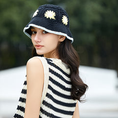 Floral Bucket Hat French Style Outdoor Sunscreen Hats