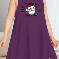 Christmas Nightdress Women's Plus Santa Claus & Letter Print
