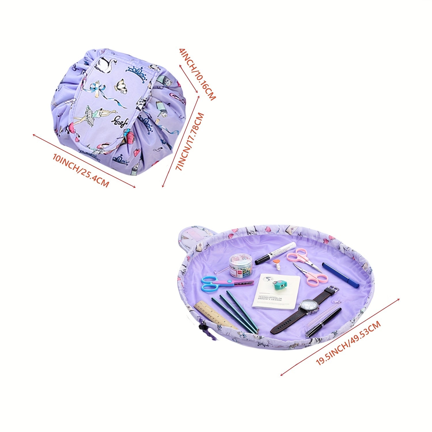 Lazy Drawstring Cosmetic Pouch Bag Portable Makeup Toiletry Kit Organizer