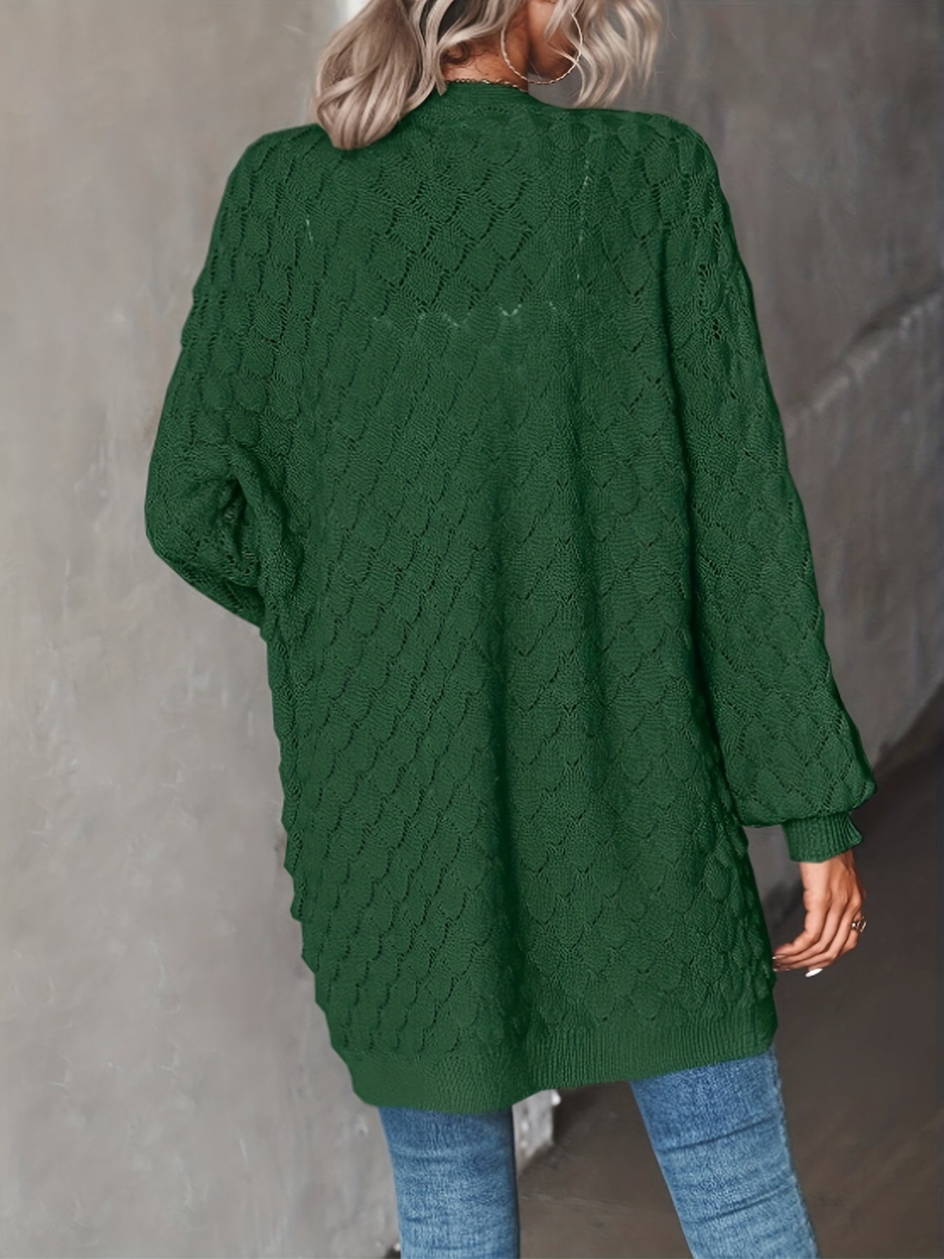 Casual Cardigan Women's Plus Knitted Long Sleeve Open Front Medium Str