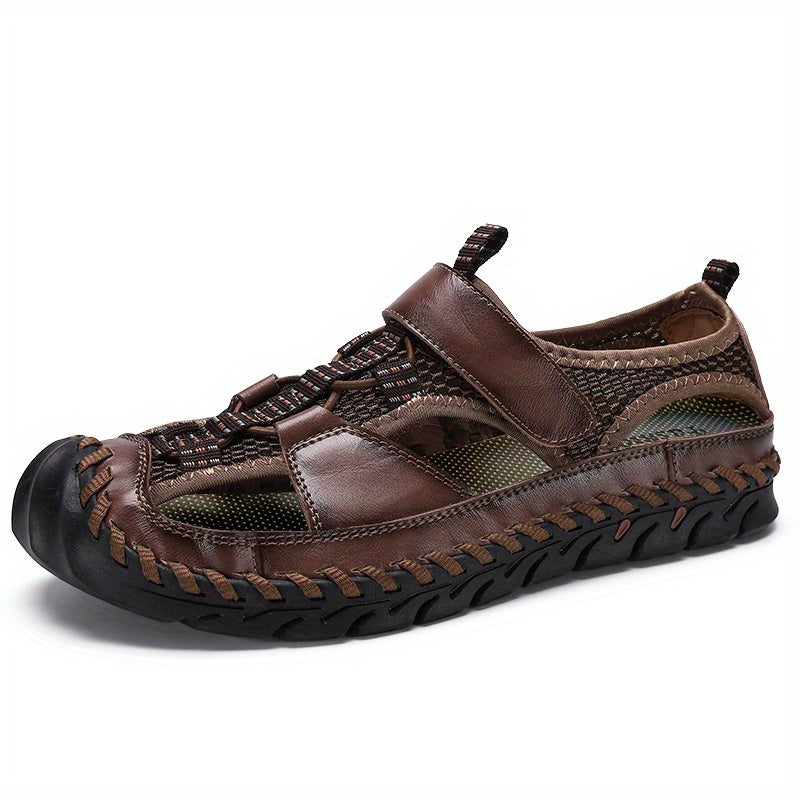 Men's Mesh Closed Toe Hook & Loop Sandals Beach Shoes Summer