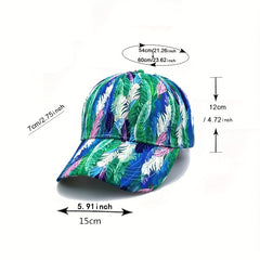 Colorful Feather Print Baseball Cap Hip Hop Dad Hat Adjustable Sun Hats