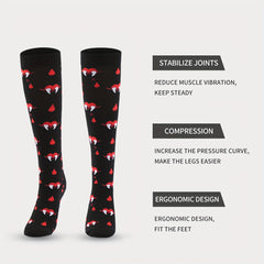 Polka Dot & Lips Print Over The Knee Socks