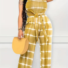 Women's Plus Tie Dye Stripe Print Top & Pants Set