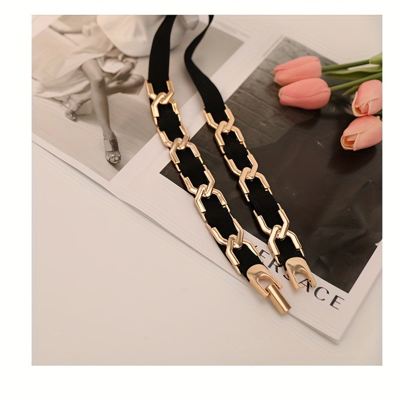 Elegant X-Shaped Metal Belt Elastic Waist Girdle for Women