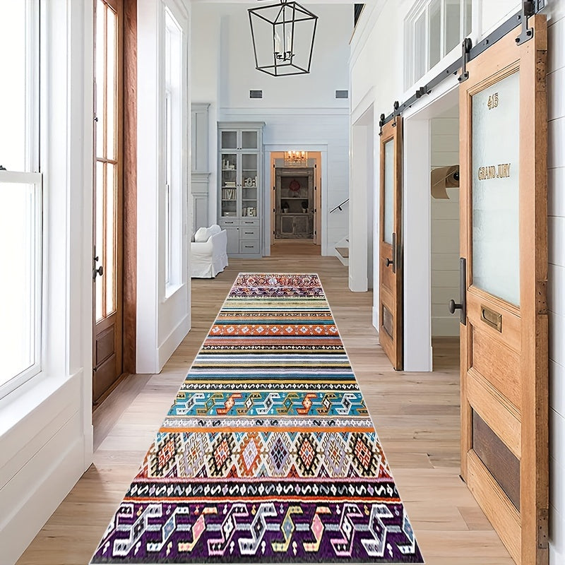Distressed Moroccan Runner Rug Soft Fuzzy Carpet Non Slip Waterpr