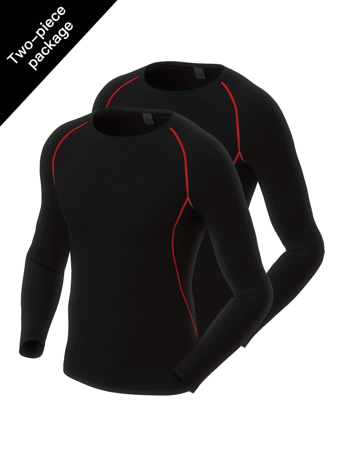 2 Pcs Men's Quick Drying Long Sleeve T-Shirts High Stretch Crew Neck