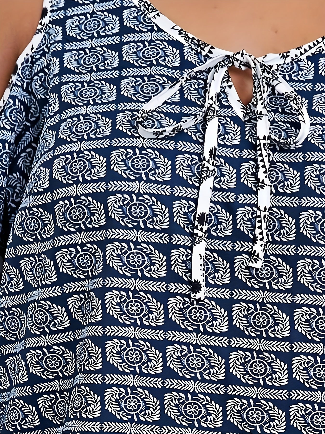 Floral Print Cold Shoulder Plus Size Boho Blouse