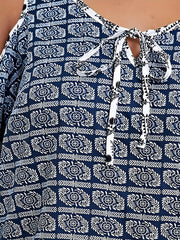 Floral Print Cold Shoulder Plus Size Boho Blouse