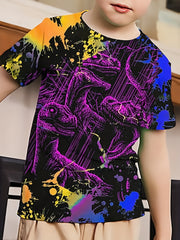 Boy's Splatter Dinosaur Graphic T shirt Casual Breathable Tee