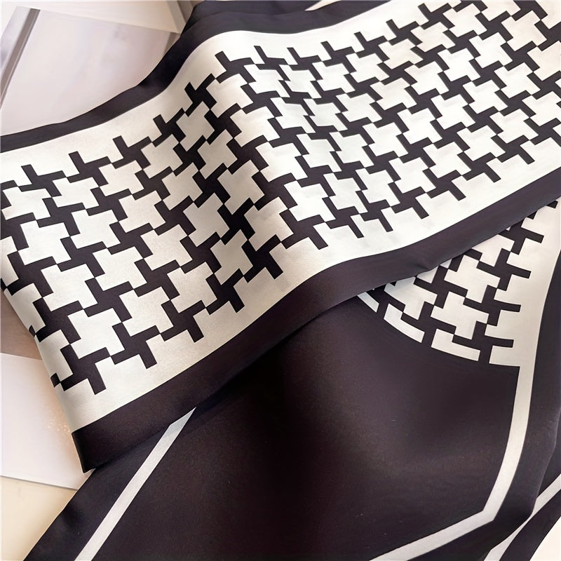 Geometric Print Silk Necktie & Hair Band Set