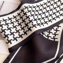 Geometric Print Silk Necktie & Hair Band Set