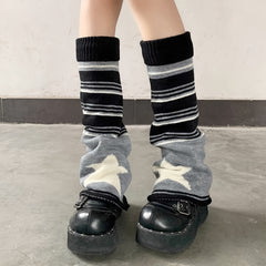 Striped Leg Warmers JK Style Knee High Socks