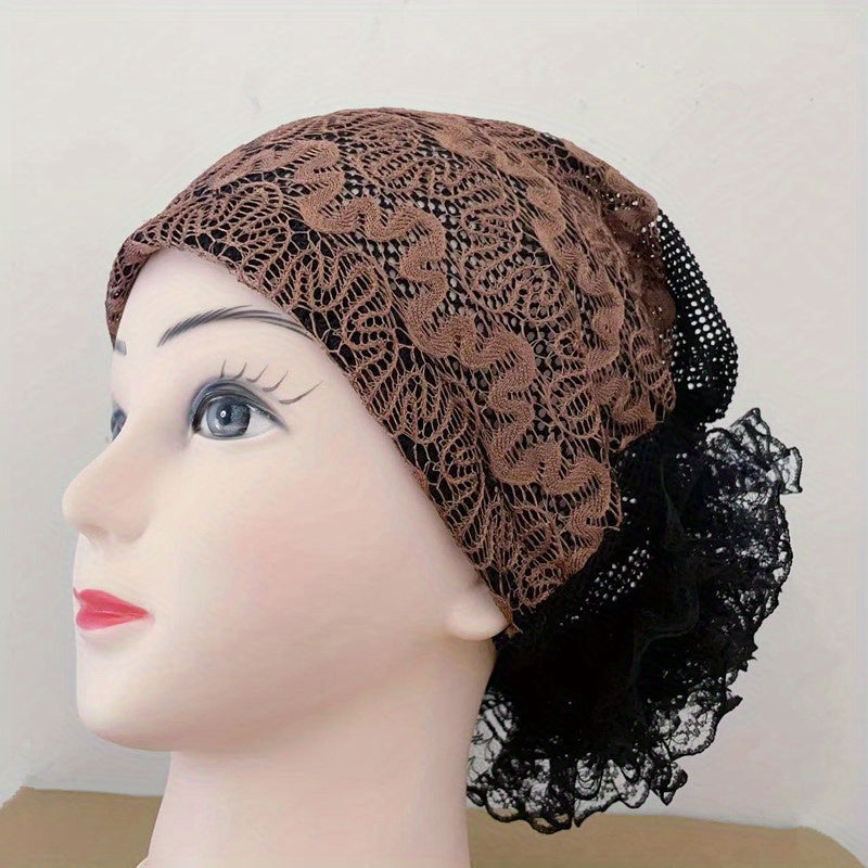 Embroidery Lace Turban Cap Lightweight Inner Hijab Hats