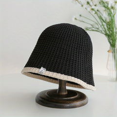 Knitted Bucket Hat Foldable Crochet Cloche Hat Casual Thin Sunscreen Basin Hats