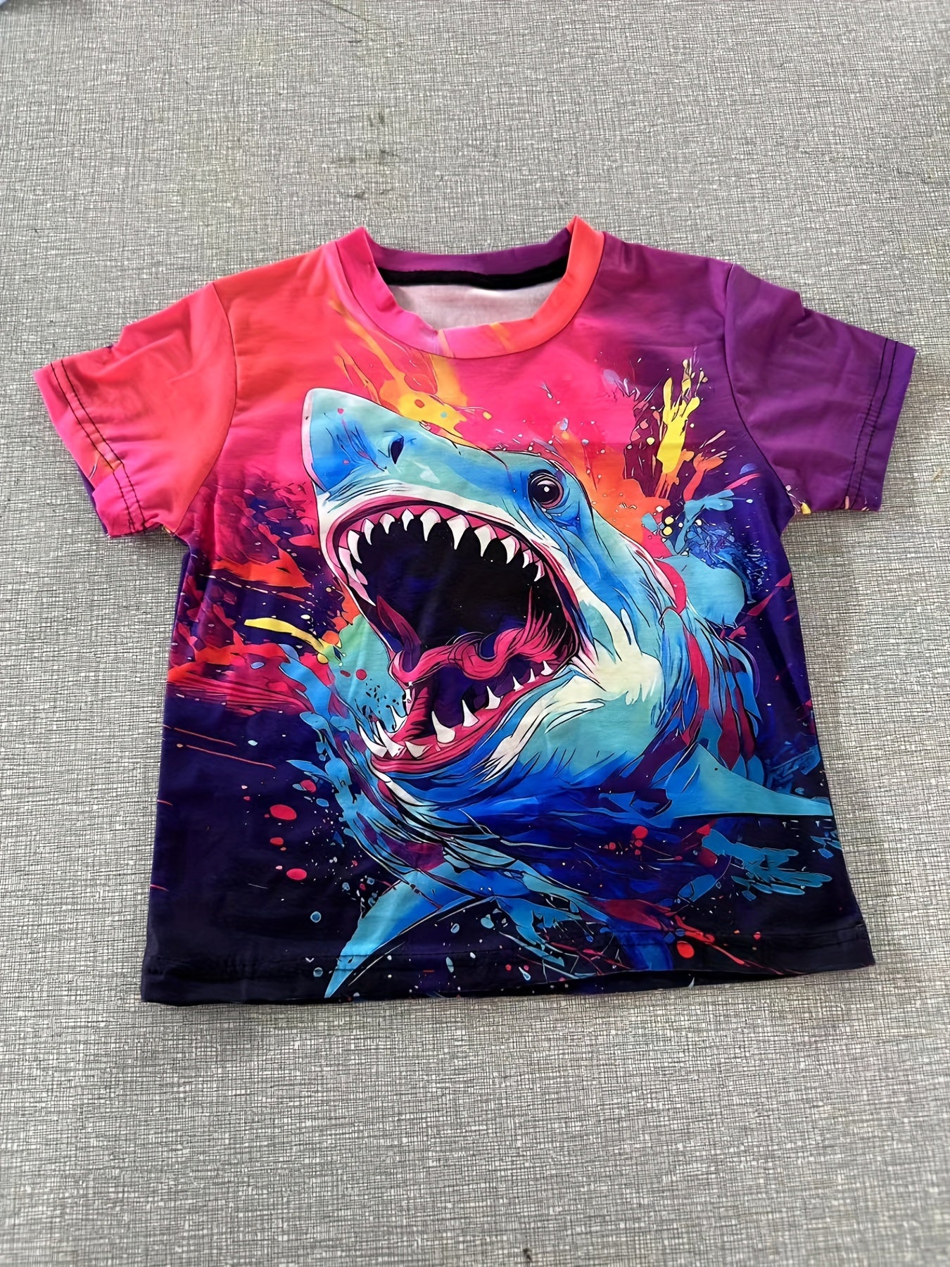 Shark Doodle 3D Print T-shirt Hip Hop Street Sports Casual Tops
