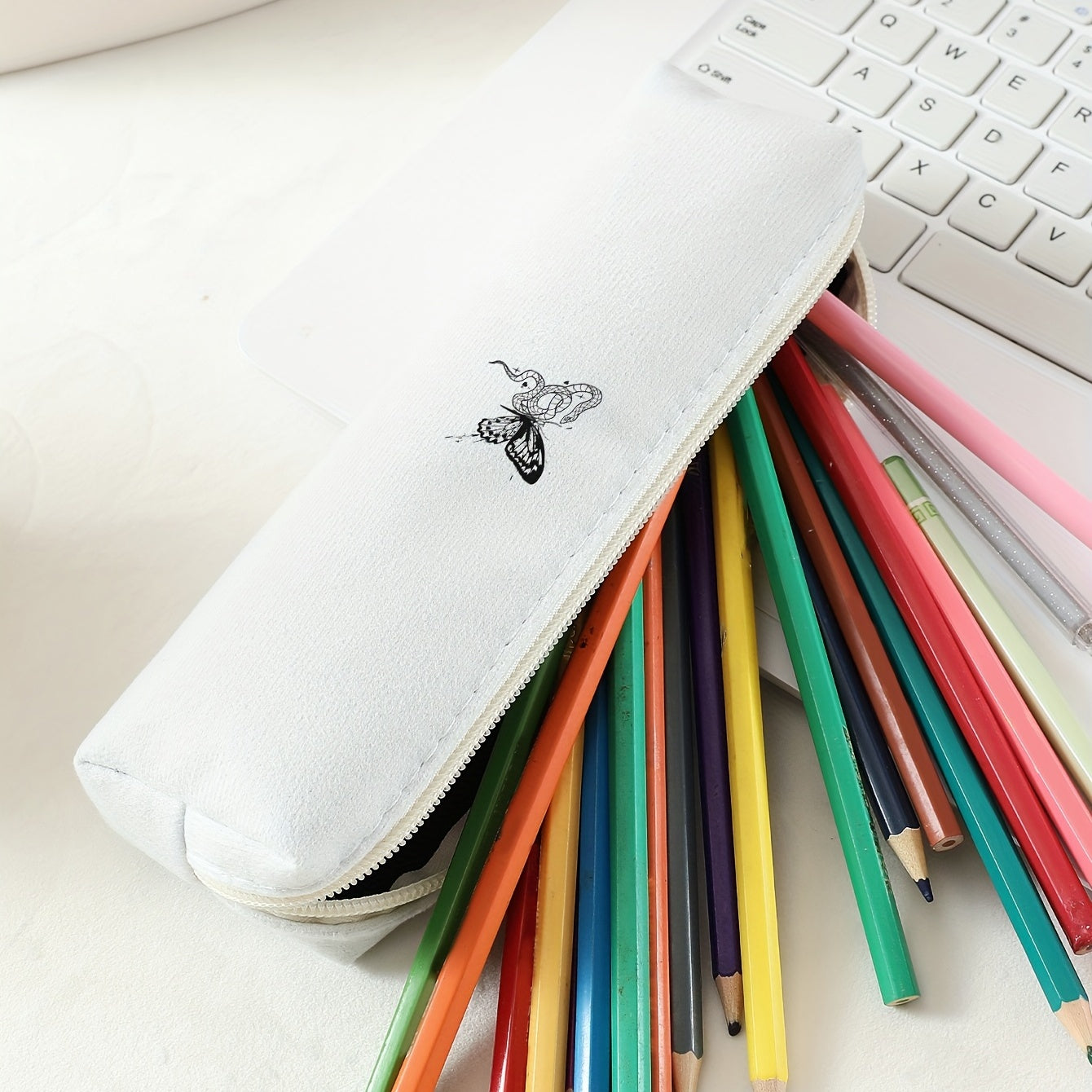 Large Capacity Pencil Case Zippered Pen School Supplies Storage Bag