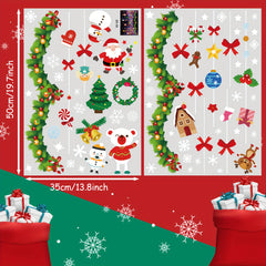 Christmas Window Stickers Decoration Santa Snowman Deer Snowflakes Tree Gift